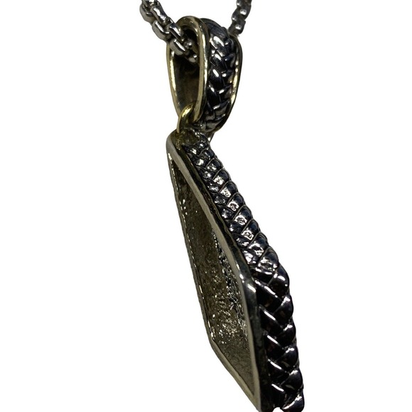 Black Enameled Textured Panel Chevron-Style Chain /Marcasite drop MCM Necklaces - Picture 10 of 11